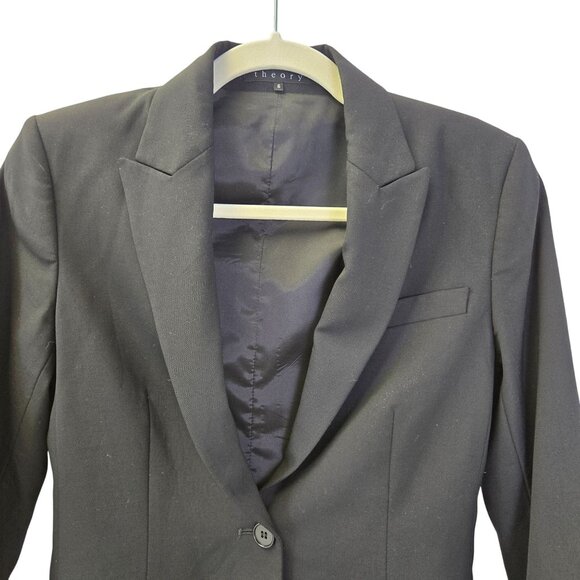 Theory Wool Blend One Button Blazer Jacket Size 6 - Picture 4 of 7
